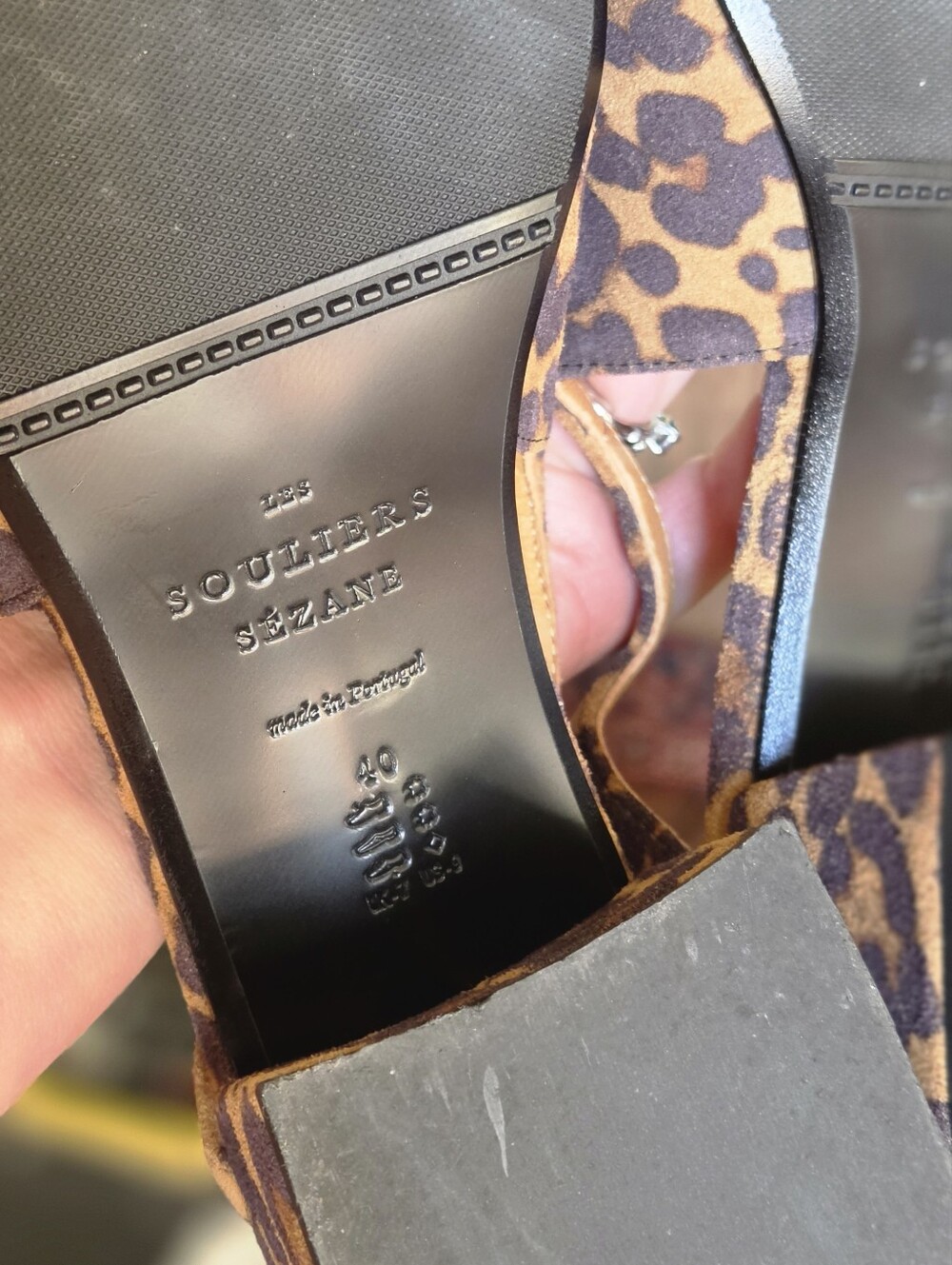 Sezane Paula Babies Leopard Suede Slingback Block Heel Mary Janes NWOT - Picture 7 of 7